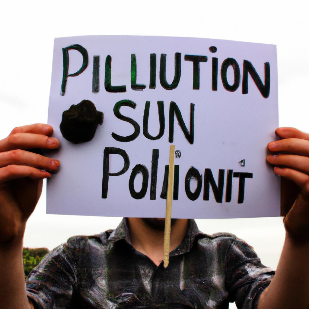 Person holding soil pollution sign
